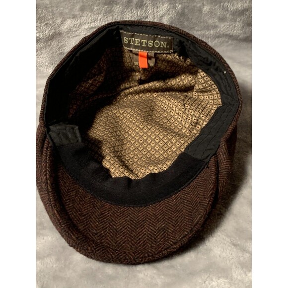 Stetson Brown Herringbone Flat Cap - Picture 8 of 14